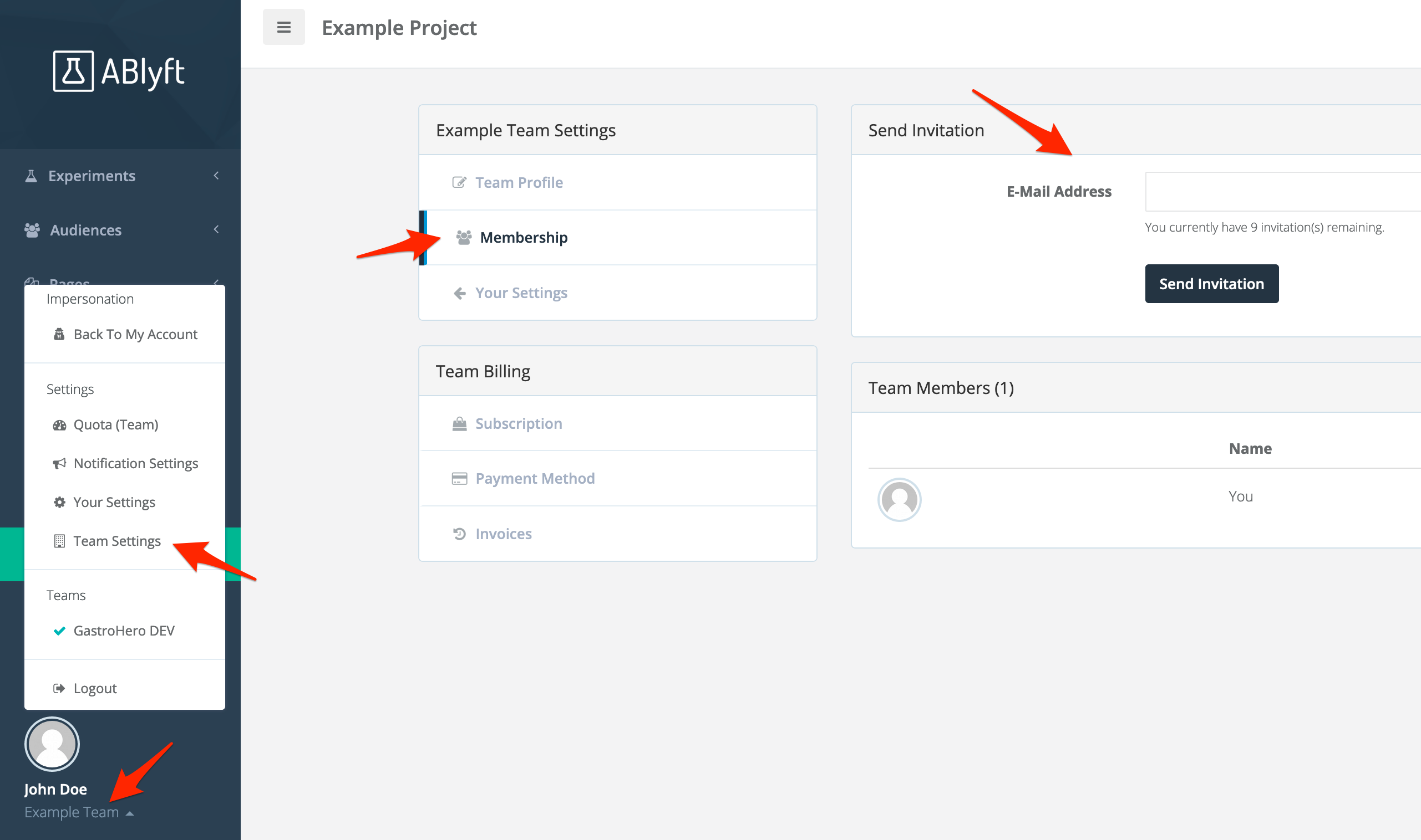 ablyft-experiment-team-management